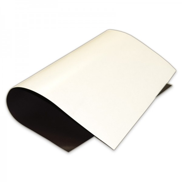 Lámina magnética flexible en PVC blanco mate, Vinil magnetico con recubrimiento blanco mate para impresión digital, Goma Magnética, Iman flexible